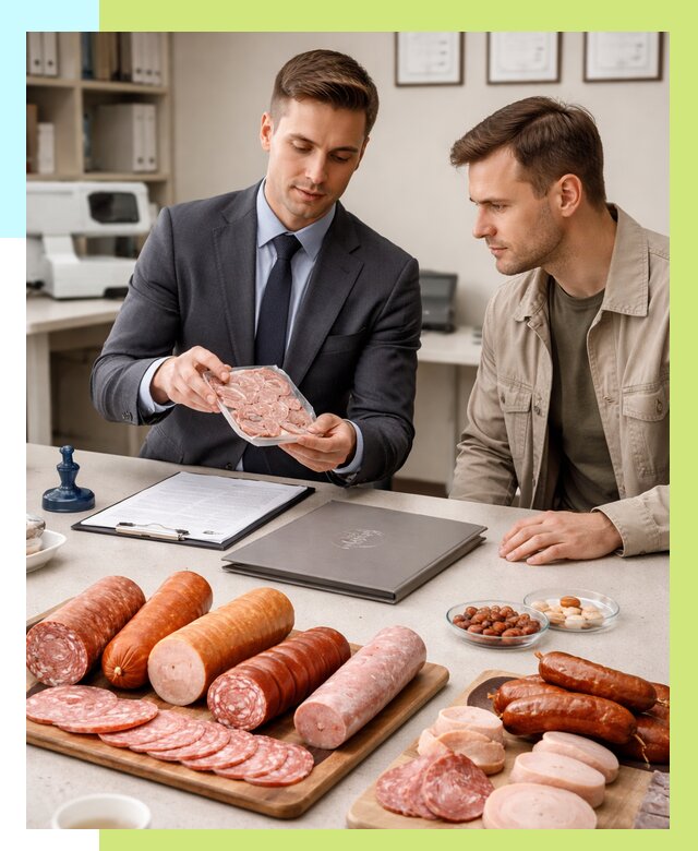 Сертификация колбасных изделий в Курске от 7818 р. | Алешин-Кус