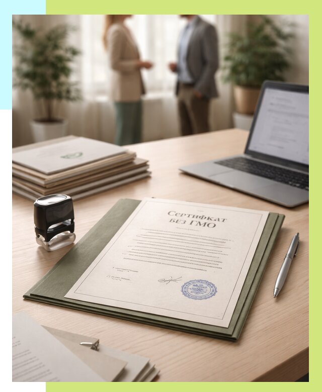 Сертификат без ГМО в Курске от 7818 р. оформить срочно Алешин-Кус